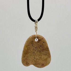 Sea Stone Pendant on 20" Black Cord Necklace
